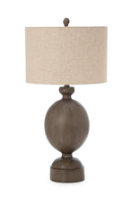 Set Of Two 30" Brown Table Lamps With Beige Drum Shade