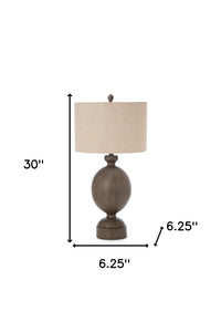 Set Of Two 30" Brown Table Lamps With Beige Drum Shade