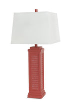 Set Of Two 32" Red Shutter USB Table Lamps With White Rectangular Shade
