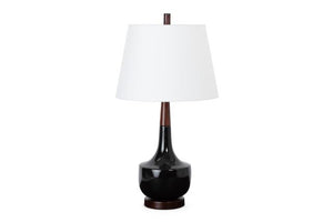 28" Black Ceramic Genie Table Lamp With White Shade