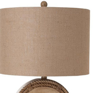 Set Of Two 31" Brown Sand Dollar Table Lamps With Tan Drum Shade