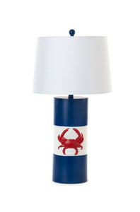 Set Of Two 31" Red White And Blue Crab Table Lamps With White Empire Shade