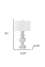 Set Of Two 32" Distressed White USB Table Lamps With White Drum Shade