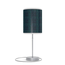 20" Silver Table Lamp With Black And Bright Honeycomb Cylinder Shade