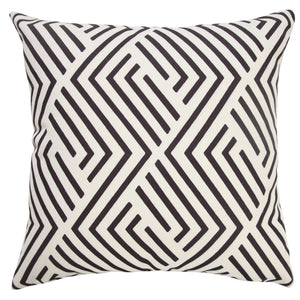 20" X 20" Black Zippered Geometric Indoor Outdoor Throw Pillow